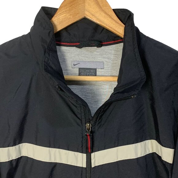 Vintage 90’s Nike Full Zip Windbreaker Jacket Men's 2XL Black White Y2K Swoosh - Picture 3 of 14